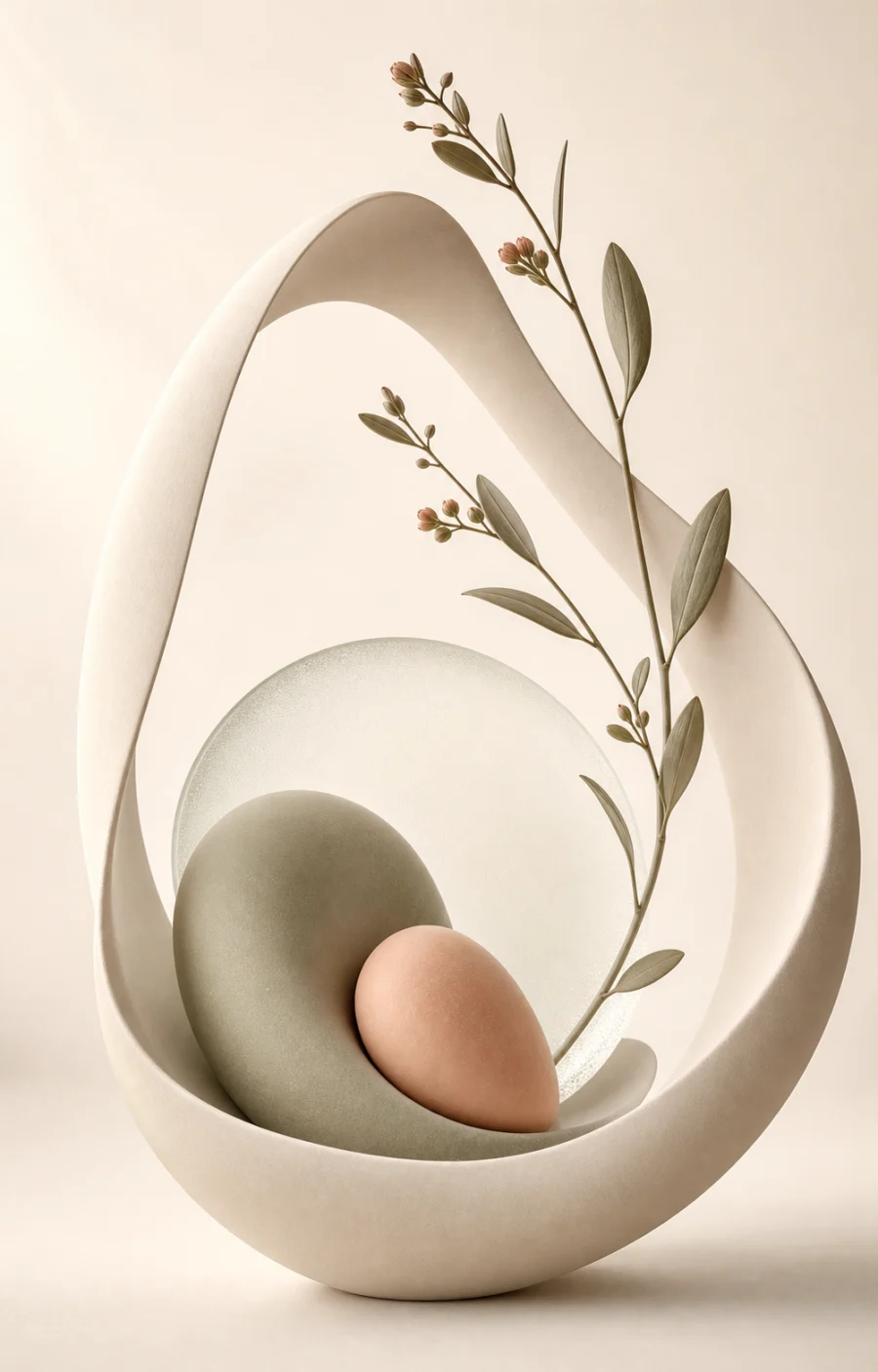 Abstract sculptural composition symbolizing care
